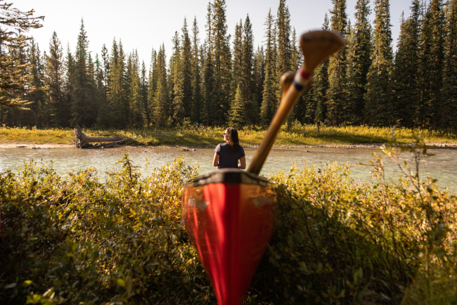 Meghan J. Ward, Artsci’07, sits in a canoe.