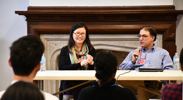 Sharon D'Acre speaking to students