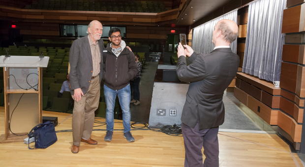 Dr. Noble and the Ewans celebrate a successful inaugural lecture.