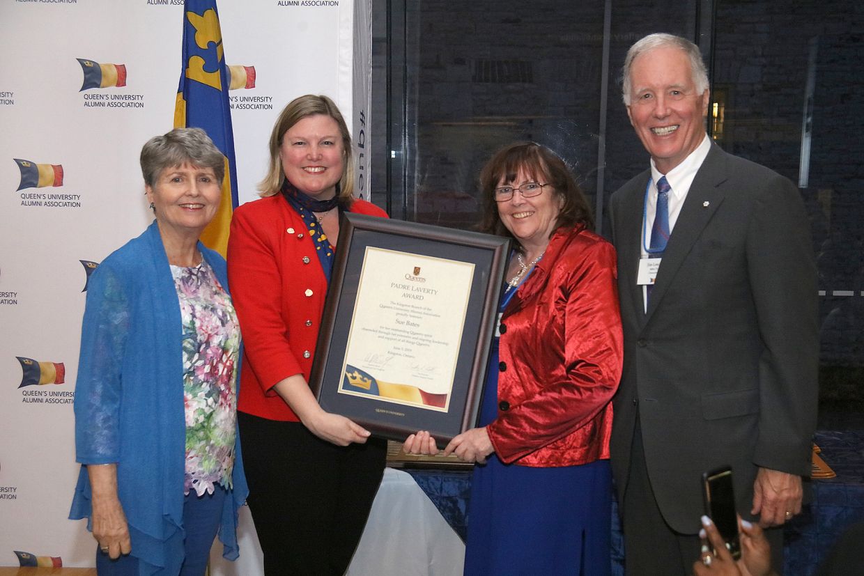 Sue Bates receiving the 2019 Padre Laverty Award
