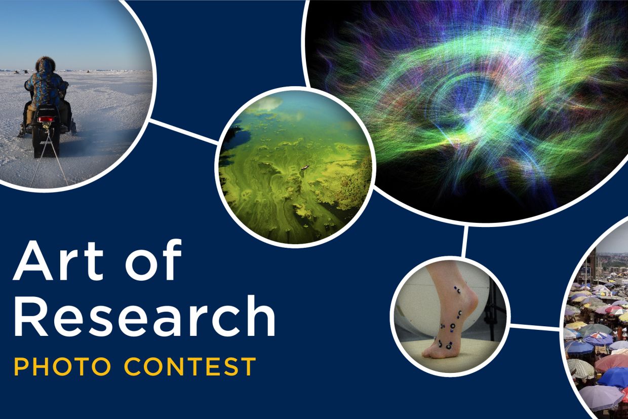Art of research photo contest, different images from past contests featuring research at Queen's
