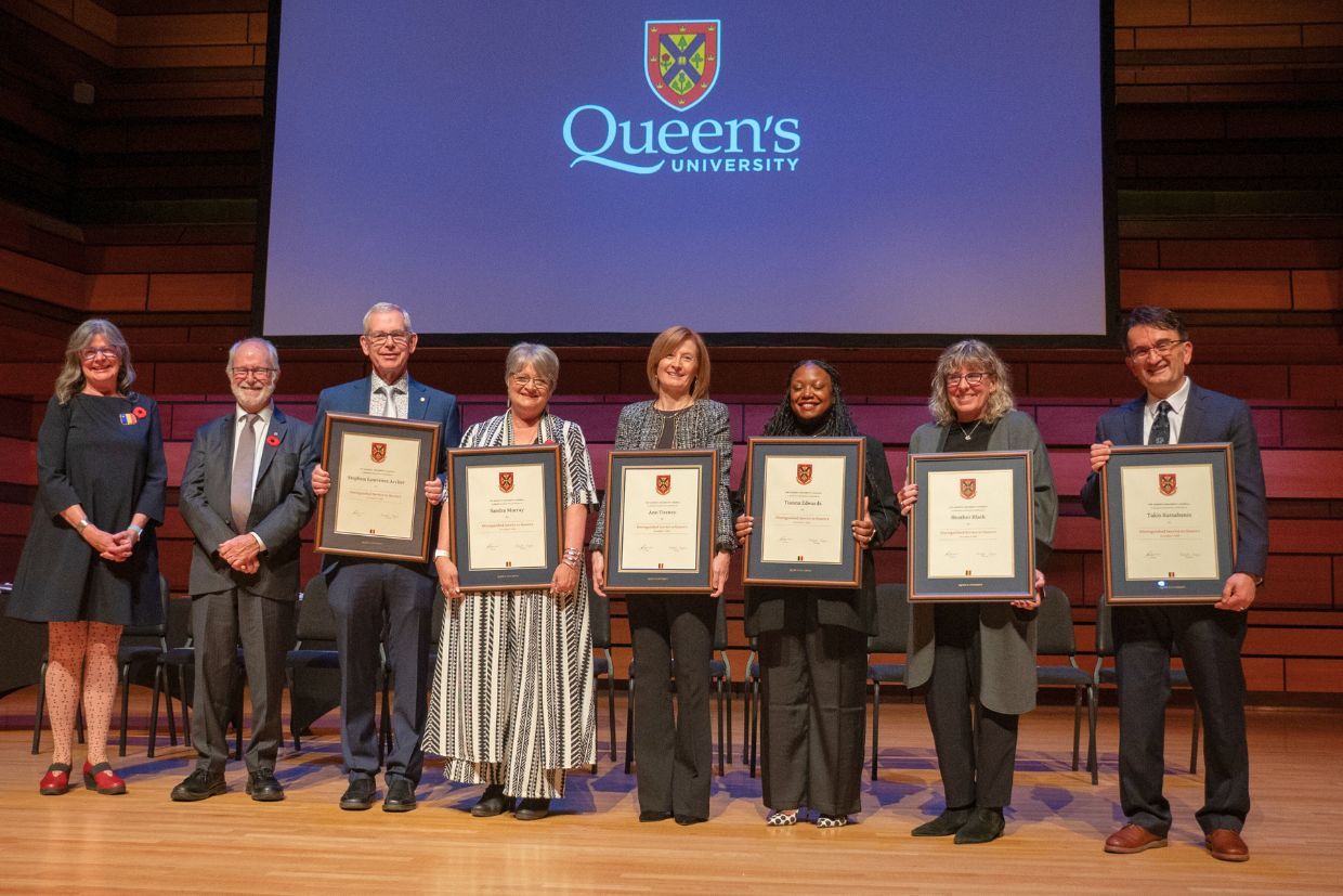 Six individuals receive the 2025 Distinguished Service Awards at Queens University for their excellence in different fields.