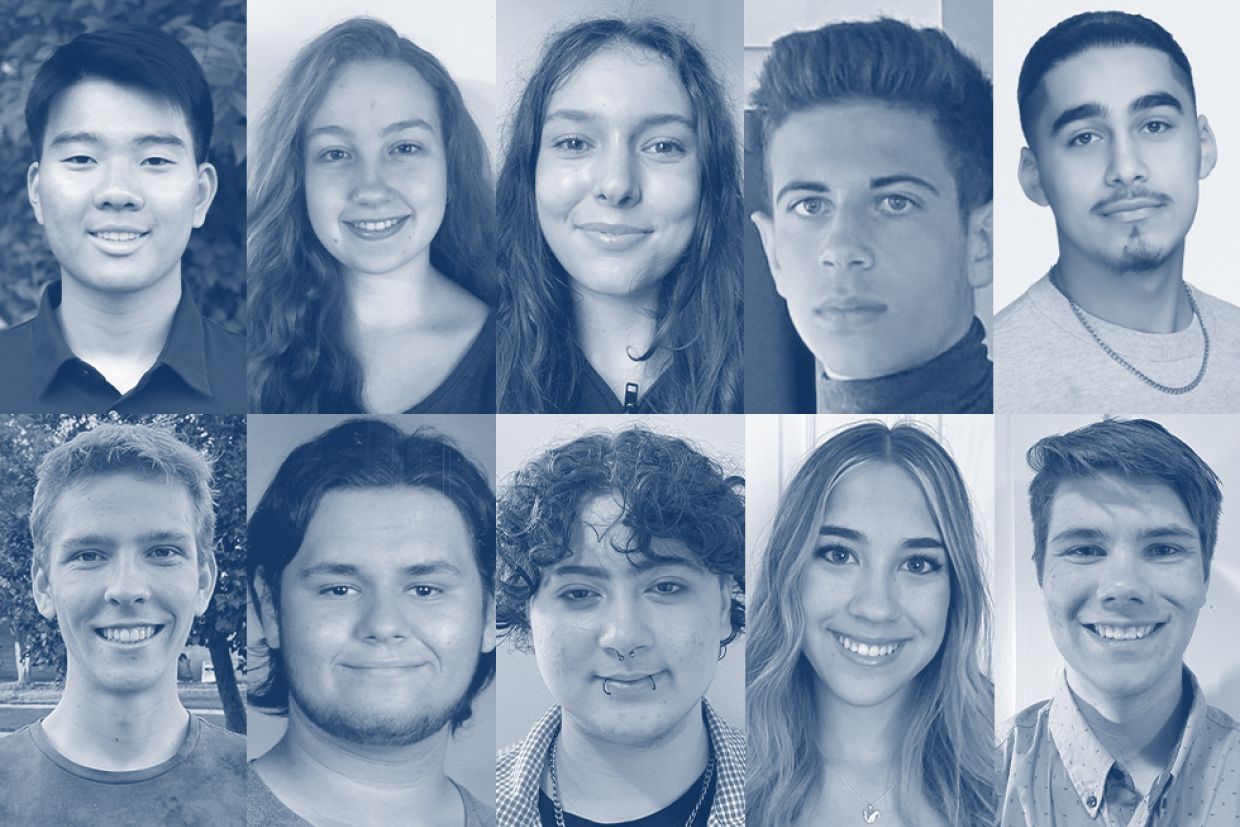 Clockwise from top left: Connor Leung, Emma Dafoe, Gabrielle Barsky-Giles, Hussam Hayek, Ahmad El-Barbary, Liam Doris, Vivian Hughes, Tacen Huezo, Michael Cassidy, Lucas Komljenovic.