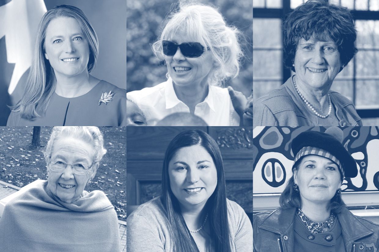 Clockwise from top left: Ailish Johnson Campbell; Fiona Sampson; Kathleen Pritchard; Tonya Dickenson; Jaimie Lickers; and Marlene Brant Castellano.