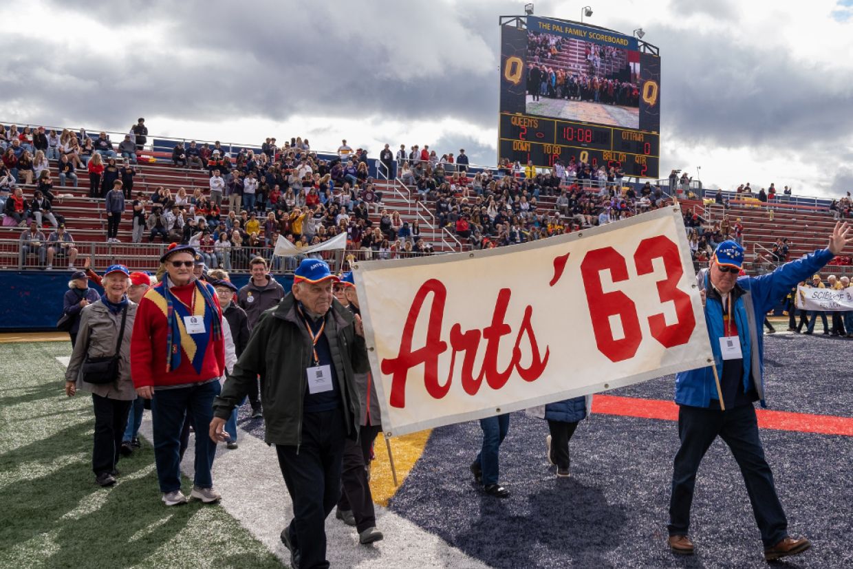 Alumni walk around Richardson Stadium