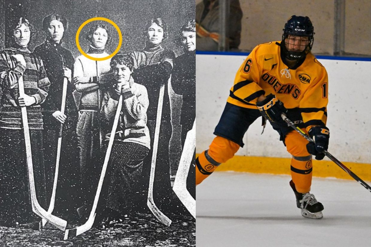 W. Sly and current Gaels hockey player Shelby Sly (right).