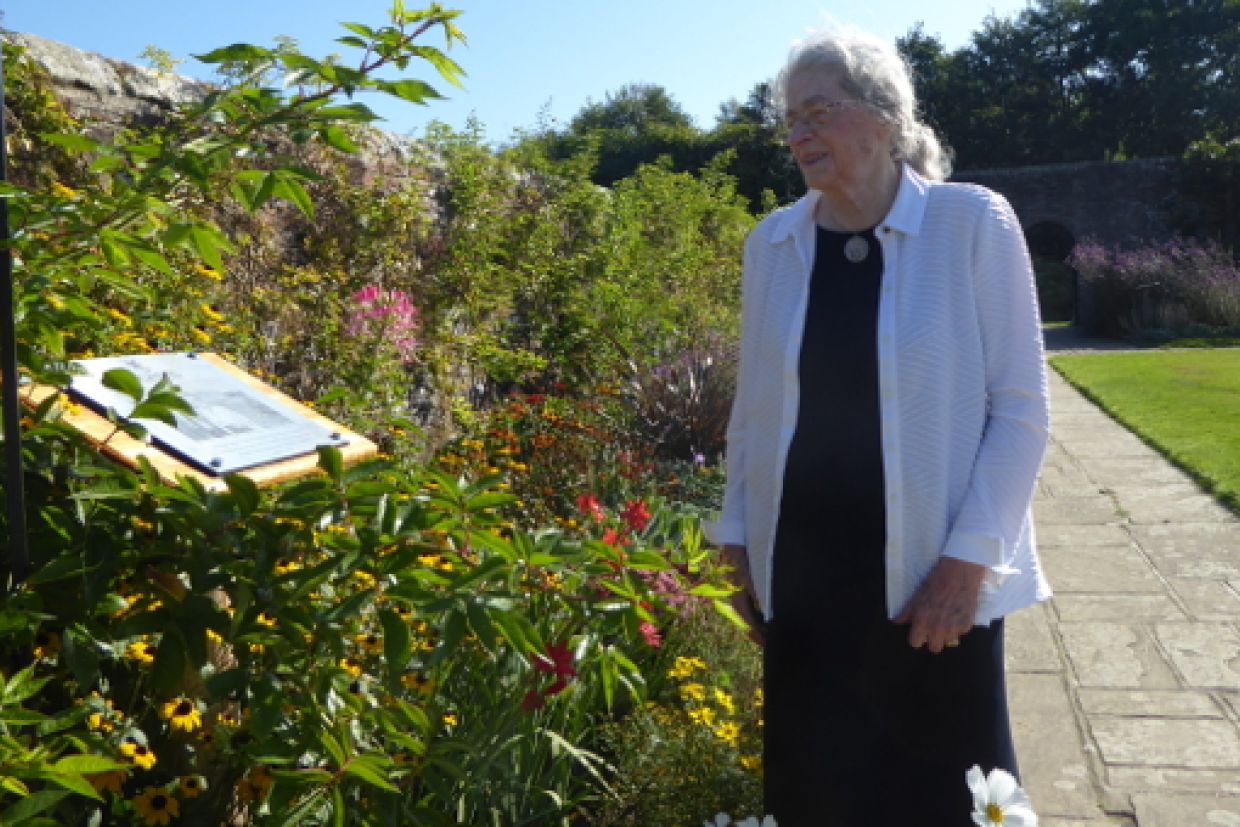 Isabel Bader on the grounds of Herstmonceux Castle.