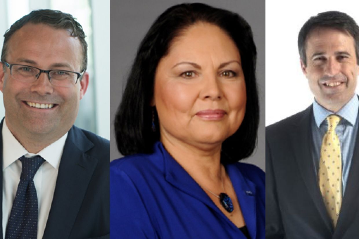 headshots of David Sharpe, Marie Delorme and John Stackhouse 