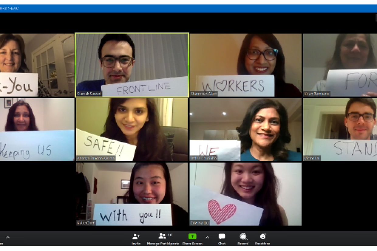 A photo of the Feed the Frontlines team on a zoom call 