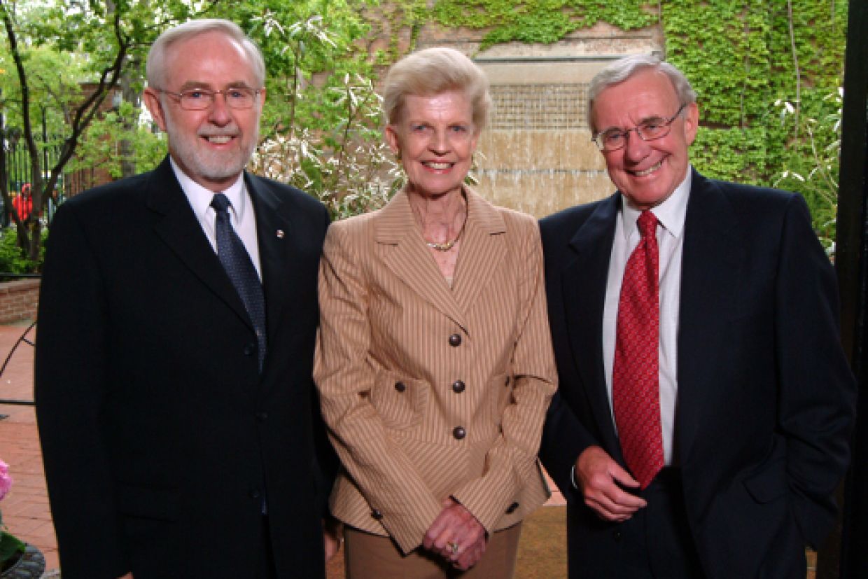 [Arthur McDonald with Gordon and Patricia Gray]