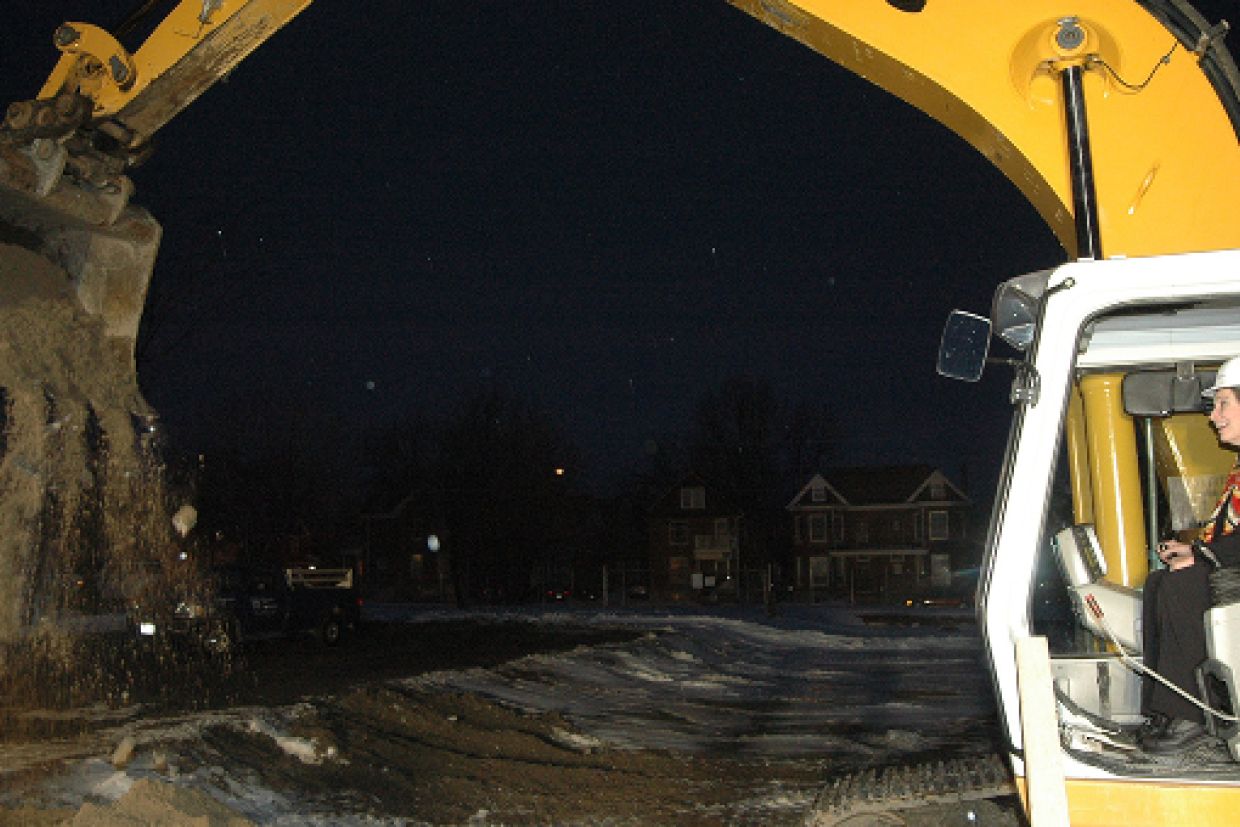 Karen Hitchcock at a groundbreaking ceremony.