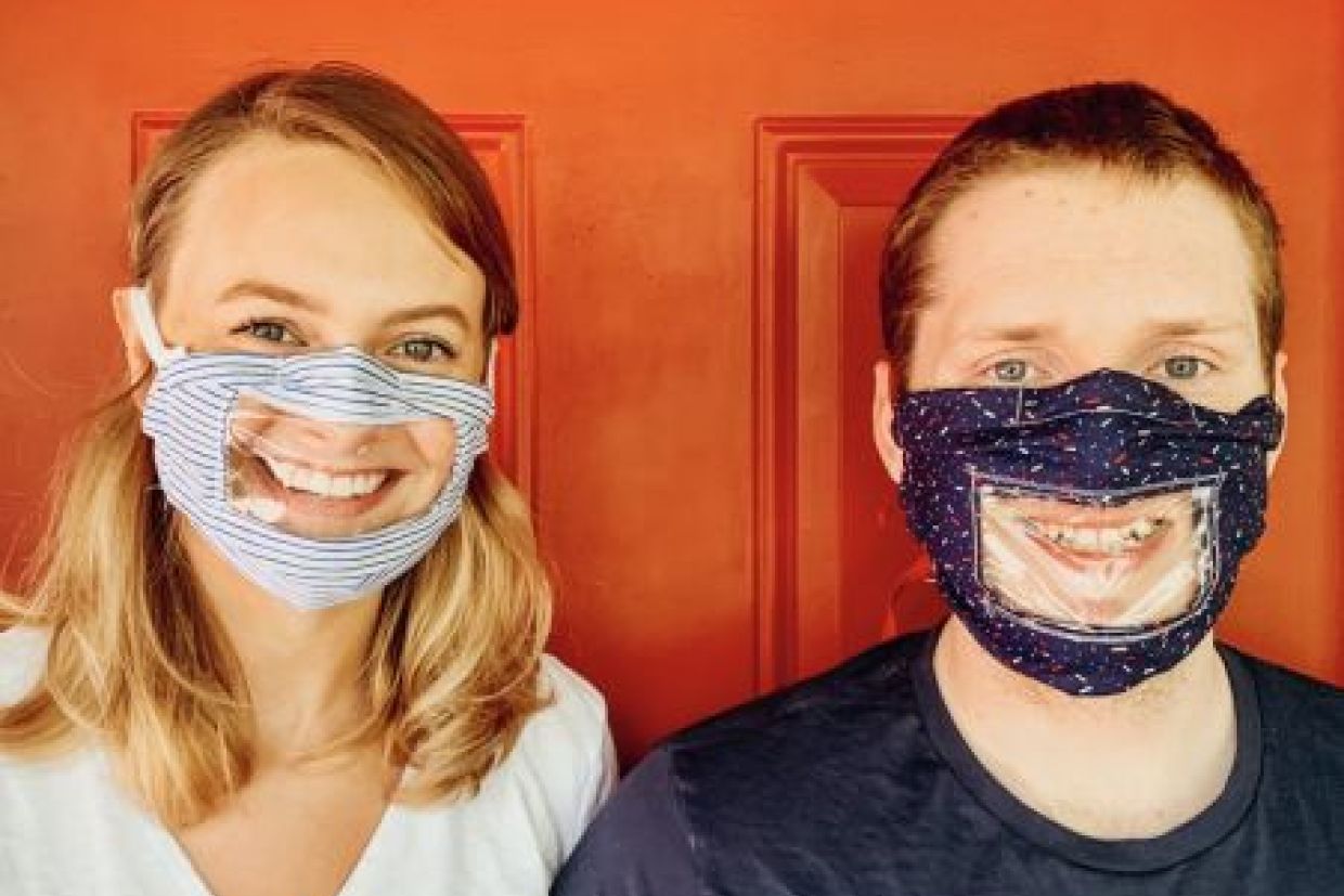 Taylor Berdell and Matt Urichuk in their masks 