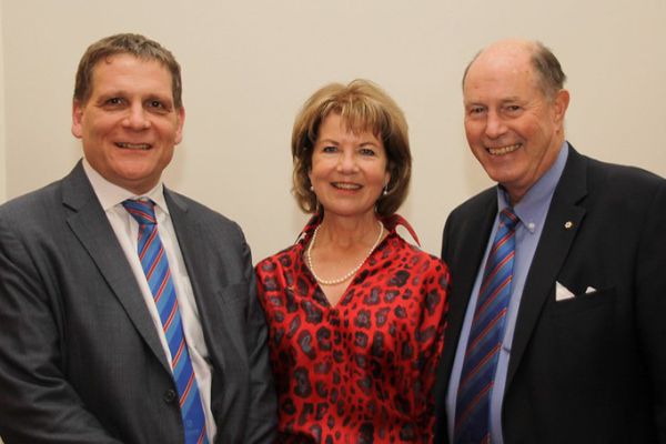 Principal Emeritus Daniel Wolf with past recipients Katie Macmillan and David Dodge