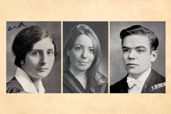 Graduation photos of Ellen Henderson and her parents, Dr. William and Mrs. Jessie Henderson