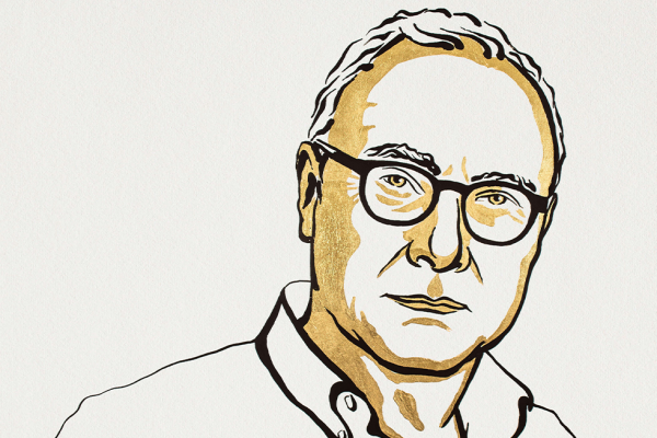 An illustration of alumnus David Card, Nobel Prize winner.