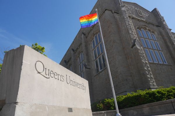 The Pride flag flies on campus