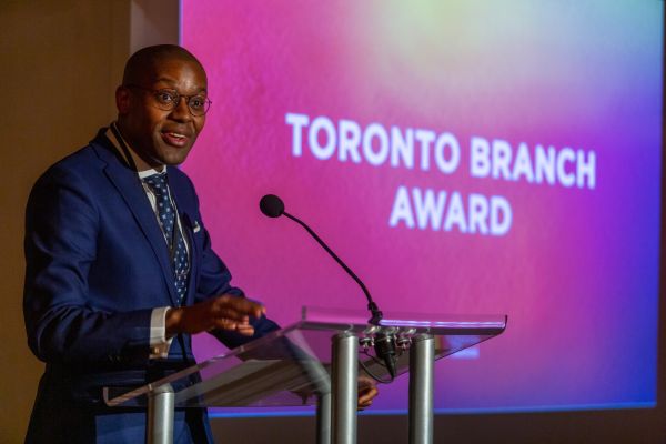 Colin Lynch speaking at the Toronto Branch Award reception