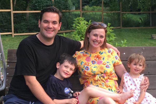 James and Sarah with children Oscar and Astrid