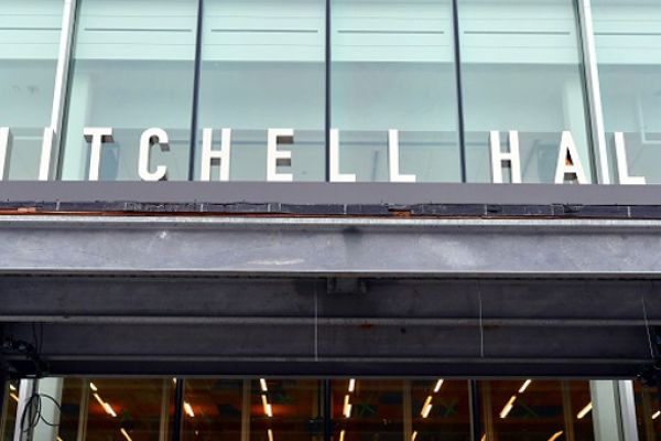 entrance sign for Mitchell Hall 
