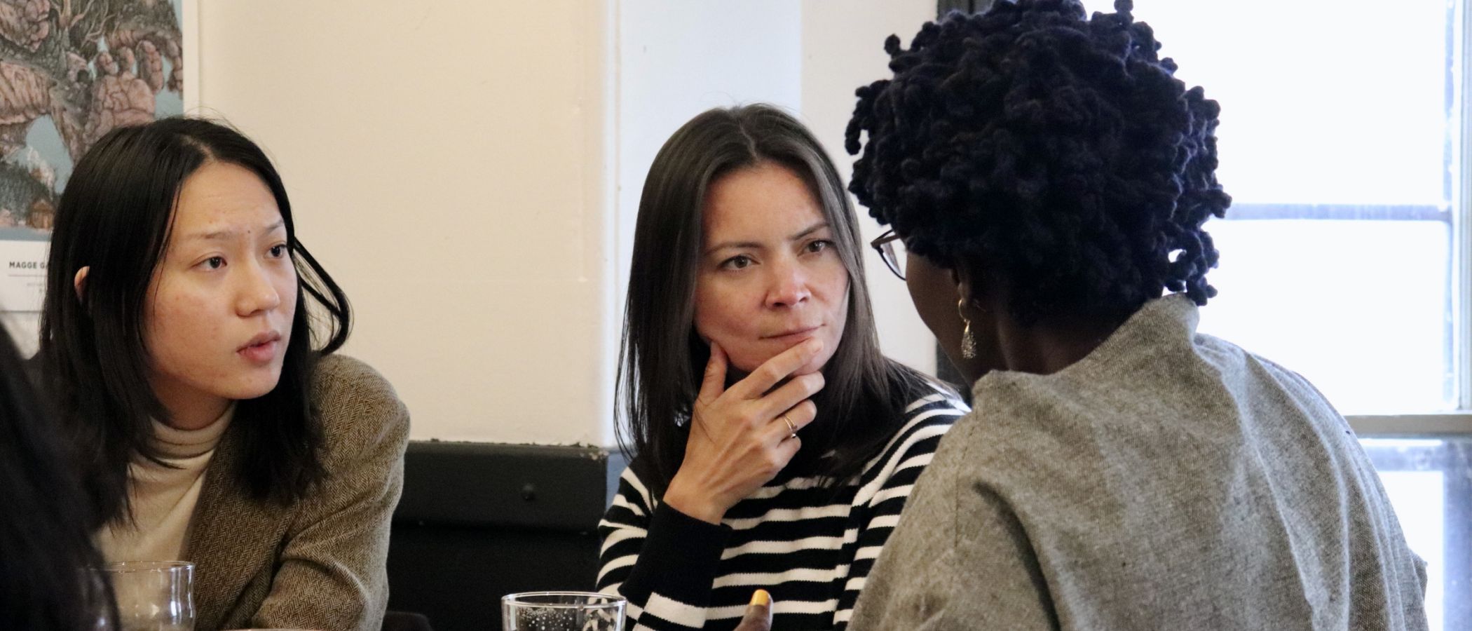 students talking with prof