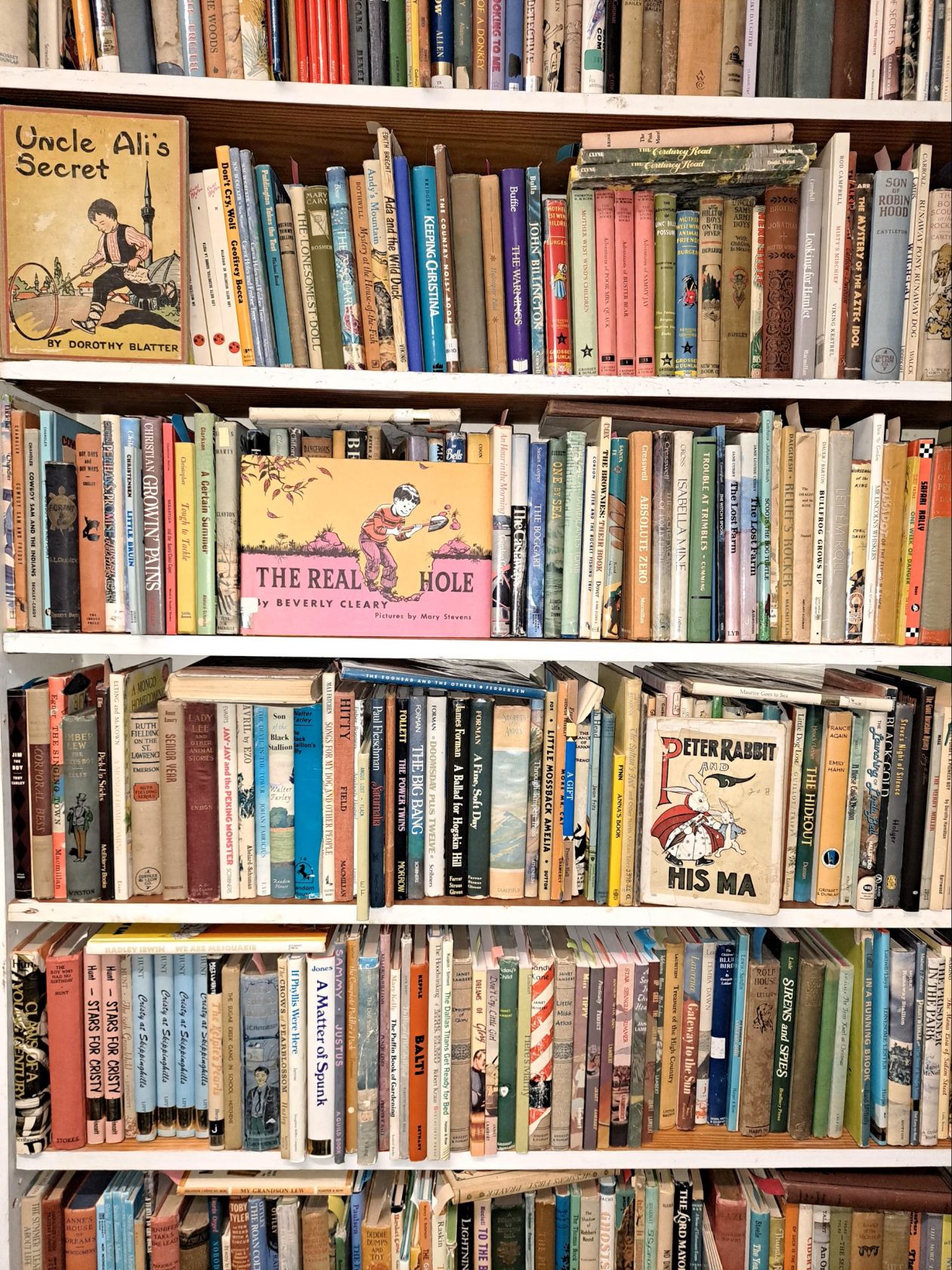 a bookshelf filled with children's books 