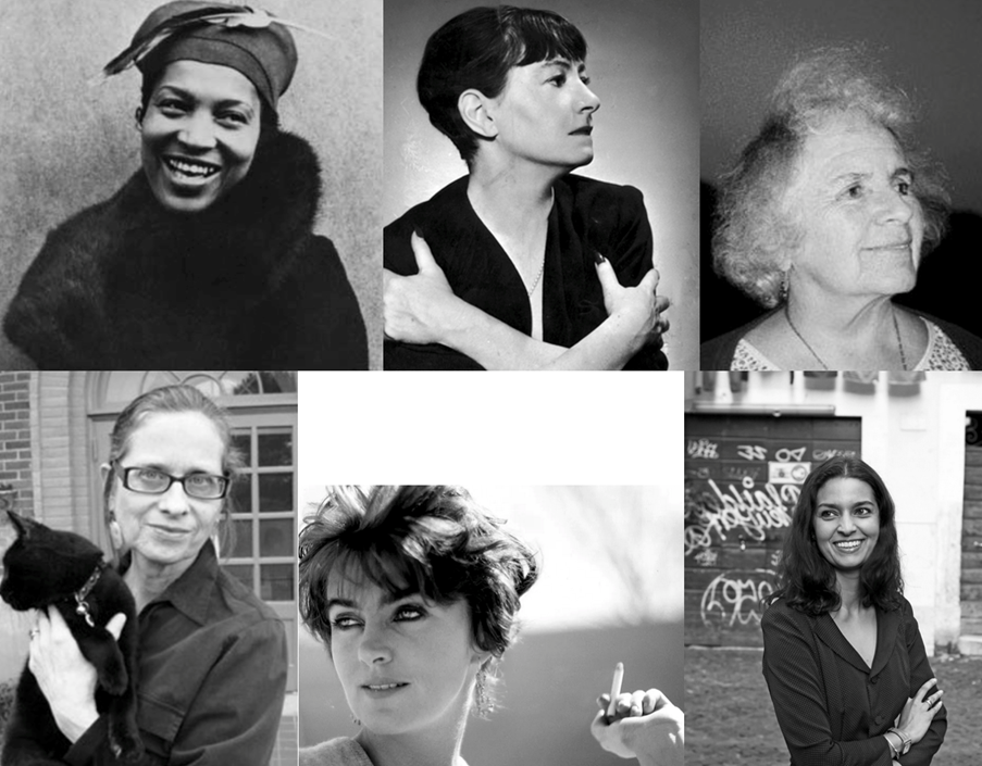 collage of women in black and white. 