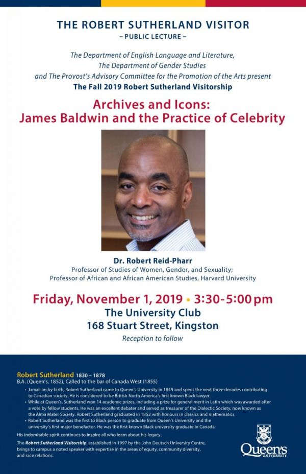 Robert Sutherland Visitorship Public Lecture: Dr. Robert Reid-Pharr